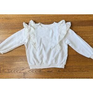 H&M Girls' Eyelet Ruffle Sweatshirt Size 5-6